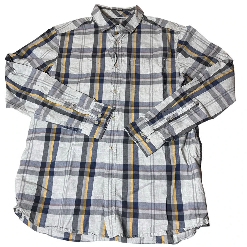 The North Face Men's Plaid Long Sleeve Button Up Shirt Size Medium 100% Cotton